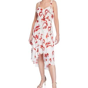 Parker  Kathy Floral Midi Dress White Red Size 0